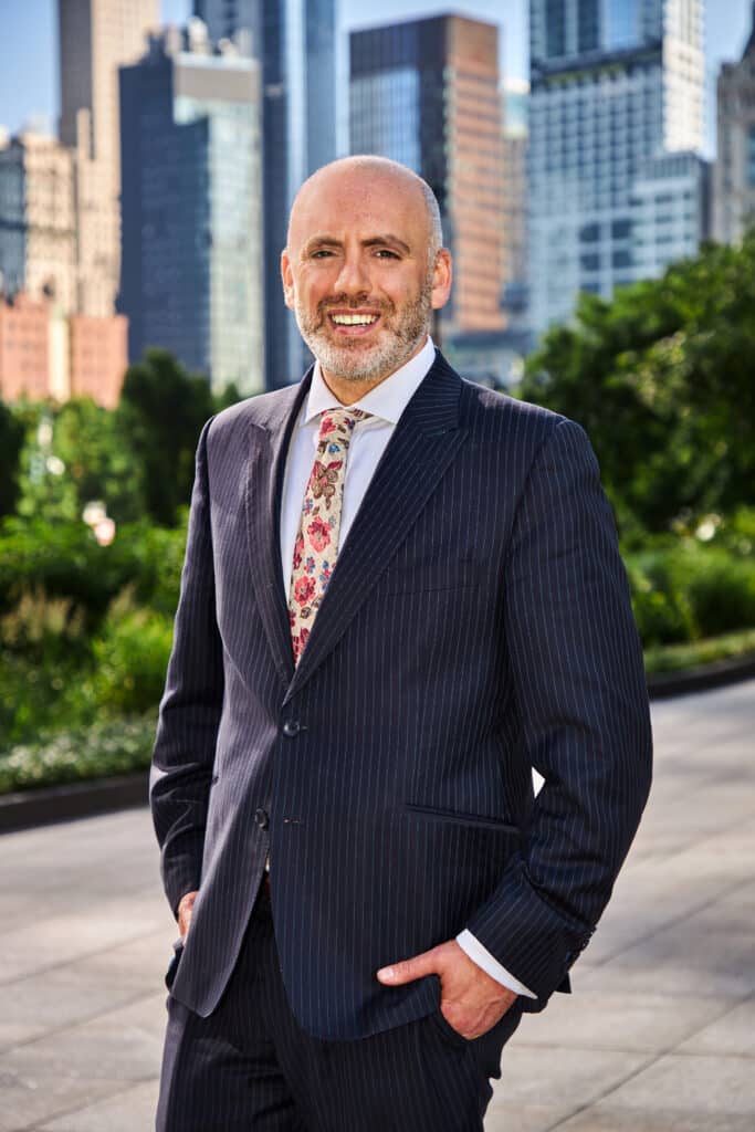 Ari Leiberman photo in front of Shulman & Hill's Manhattan Office