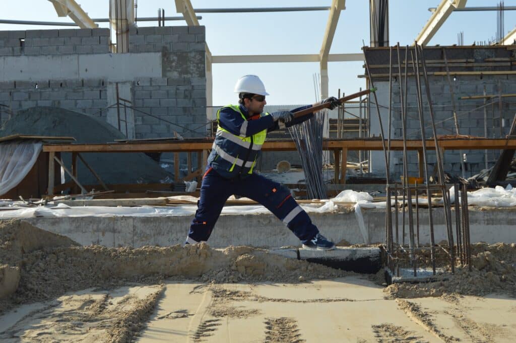 a person in a hard hat working