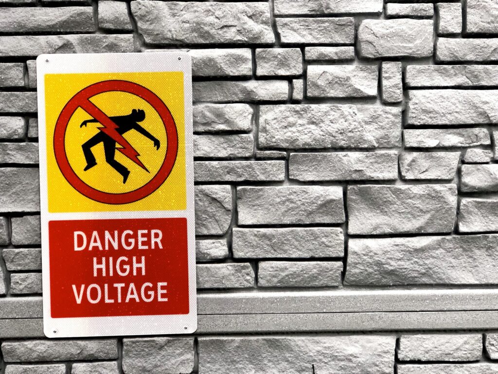 danger sign on wall
