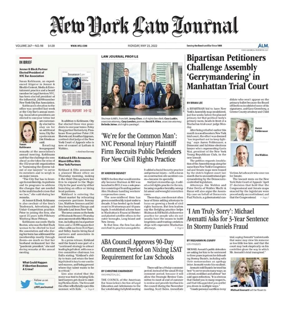 Front page of New York Law Journal