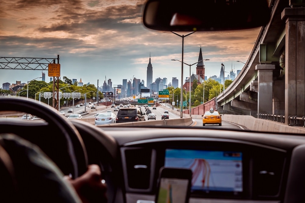 View of manhattan, car on the road